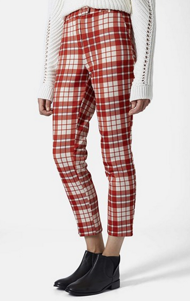 UO Tan Check Print Slim Cigarette Trousers - brown XXS at Urban Outfitters  | Compare | Trinity Leeds