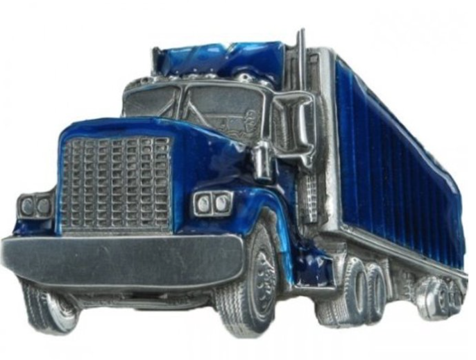 Blue 18 Wheeler Truck & Trailer Belt Buckle