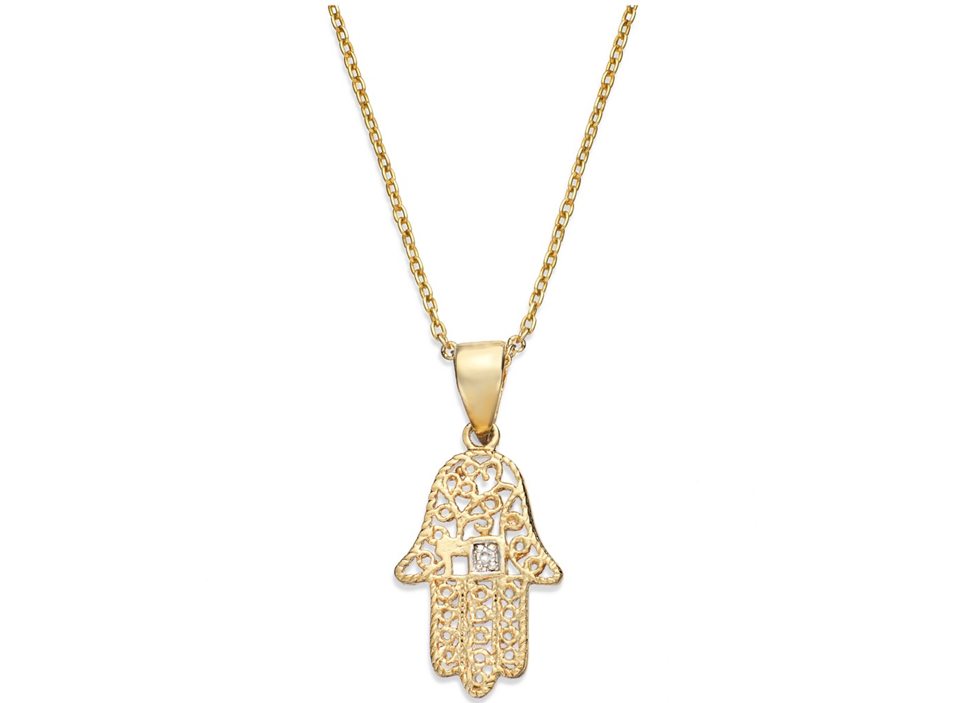 Victoria Townsend 18K Gold Over Sterling Silver Necklace, Diamond Accent Hamsa Pendant 