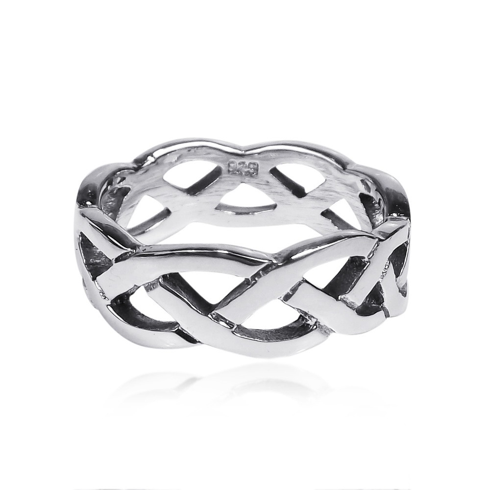 Waves Of Celtic Knots Eternity Band Sterling Silver Ring