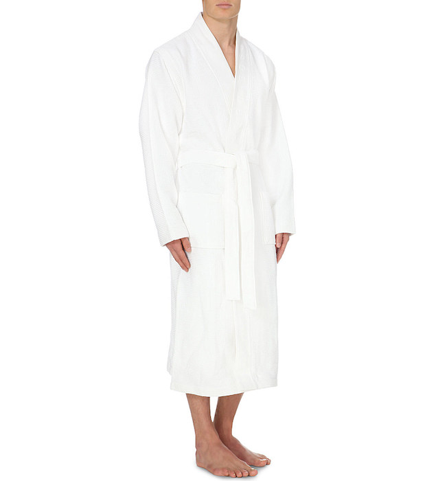 HUGO BOSS Waffle texture cotton-blend robe
