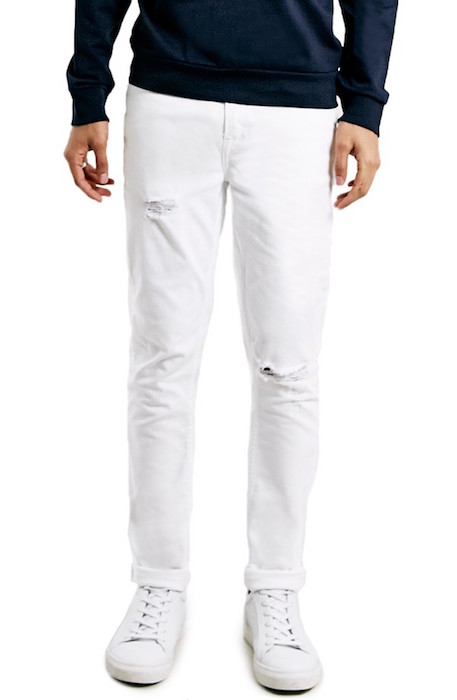 Topman Stretch Skinny Fit Jeans (White)