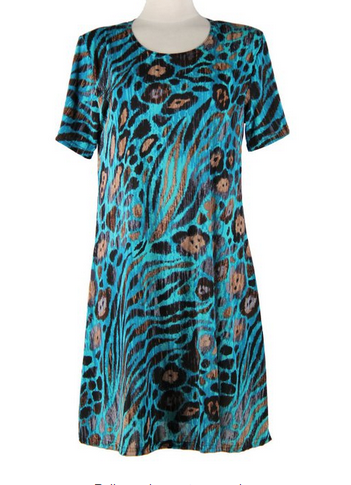 Jostar Women's Stretchy Missy Dress with Short Sleeve Print