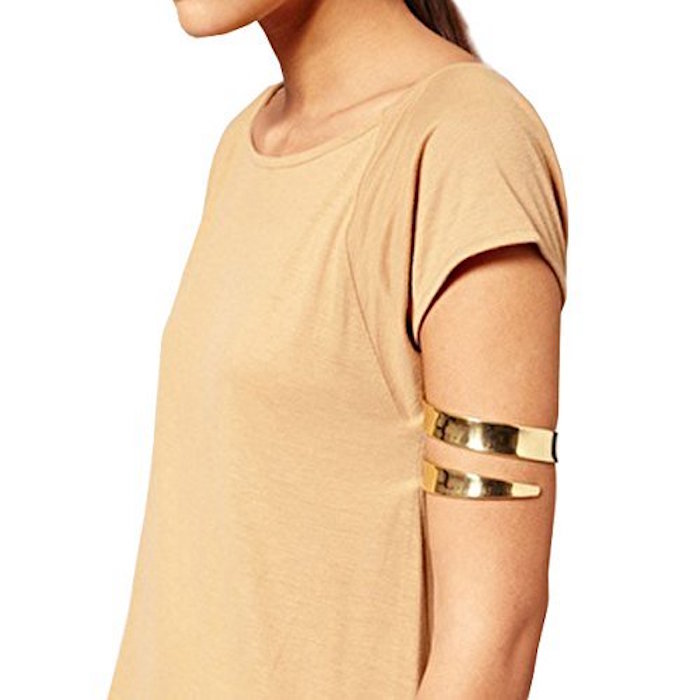 Longil Women Fashion Adjustable Upper Hand Arm Bangle Cuff Bracelet (Gold-tone)