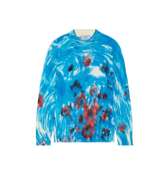 Printed mohair-blend sweater