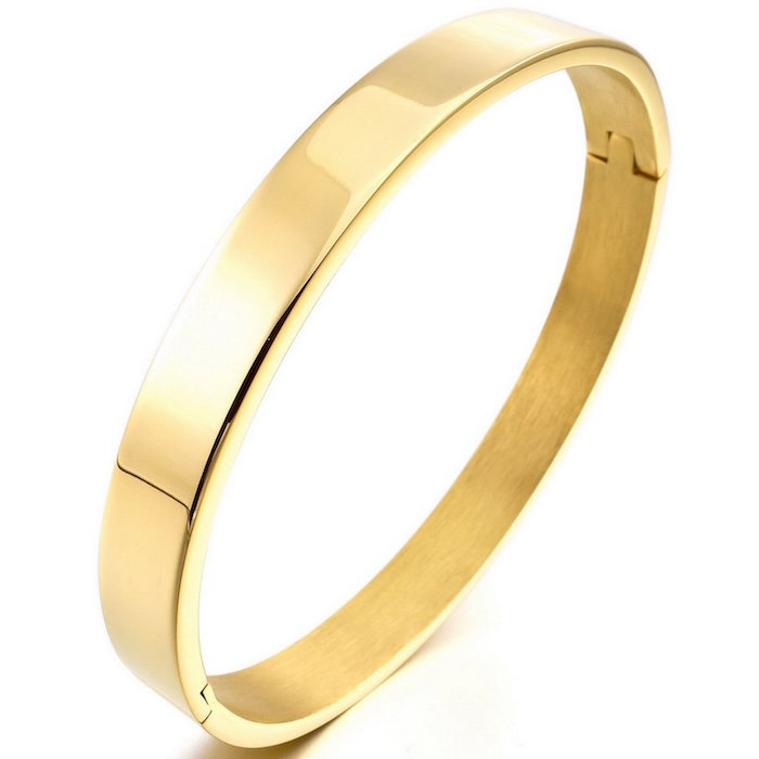 Men,Women's 8mm Stainless Steel Bracelet Bangle Cuff Gold Blank Polished
