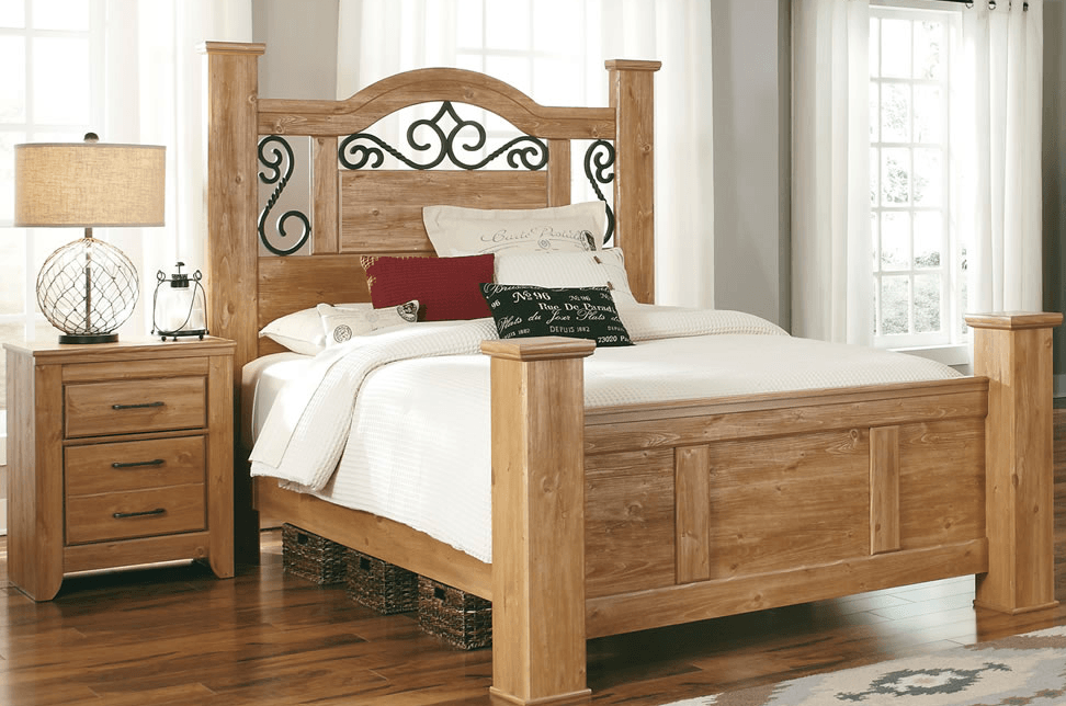 Drogan Casual Post Bed with Wrought Iron Accent Headboard