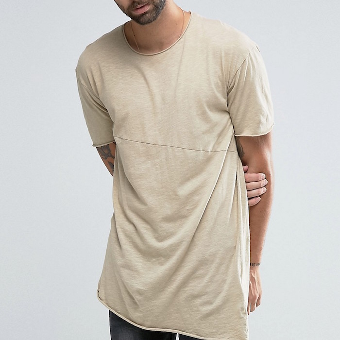 Pull&Bear Asymmetric T-Shirt In Sand