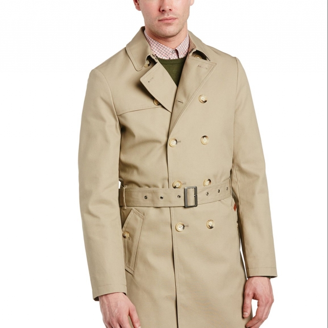 Ben Sherman Men's Double-Breasted Twill Trench Coat