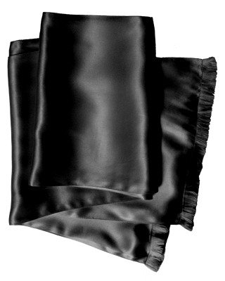 Royal Silk Aviator Scarf - Black - Soft, Sleek, Stylish, Genuine 2L Satin Silk