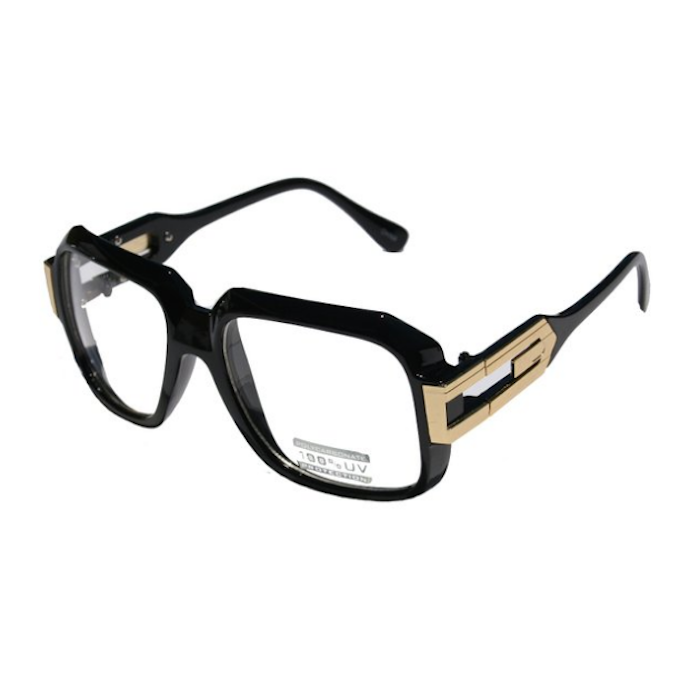 Vision World Eyewear Large Classic Retro Square Frame RUN DMC Clear Lens Glasses with Gold Accent