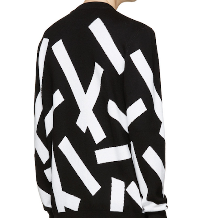 McQ Alexander Mcqueen  Black & White Tape Print Sweater 
