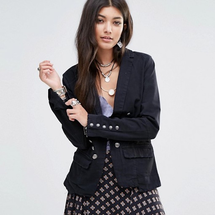 Free People Blazer With Button Detail
