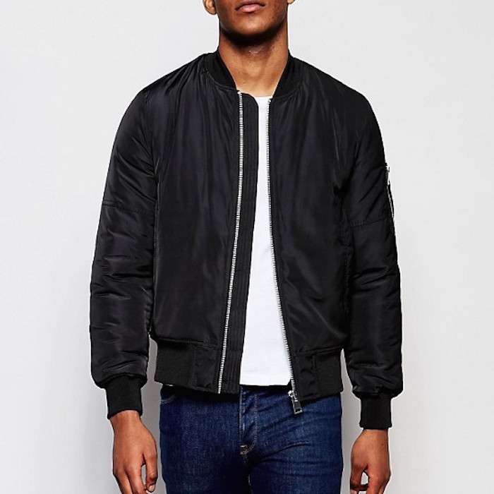 ASOS Bomber Jacket With MA1 Pocket In Black