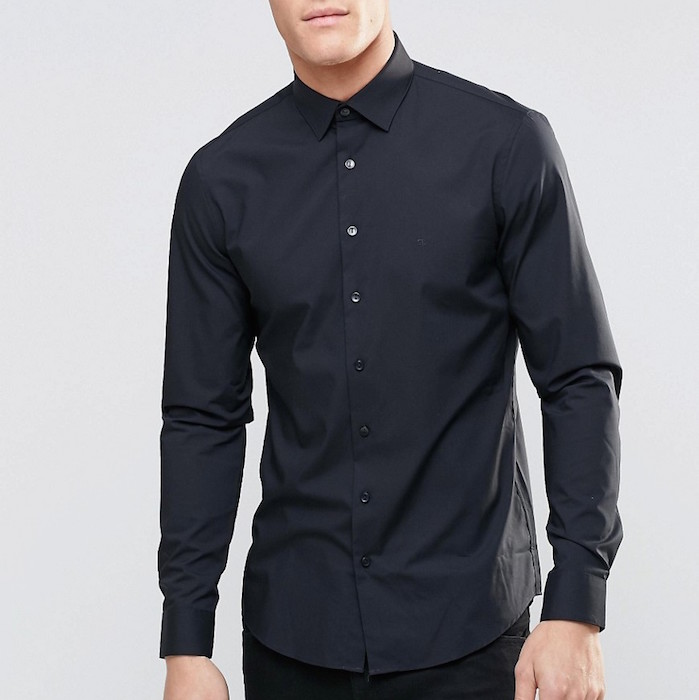 Paul Smith Shirt With Contrast Under Cuff In Black Tailored Slim Fit