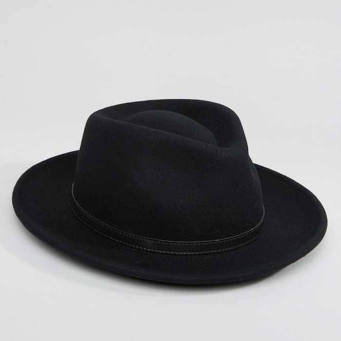 ASOS Wide Brim Pork Pie With Faux Leather Band