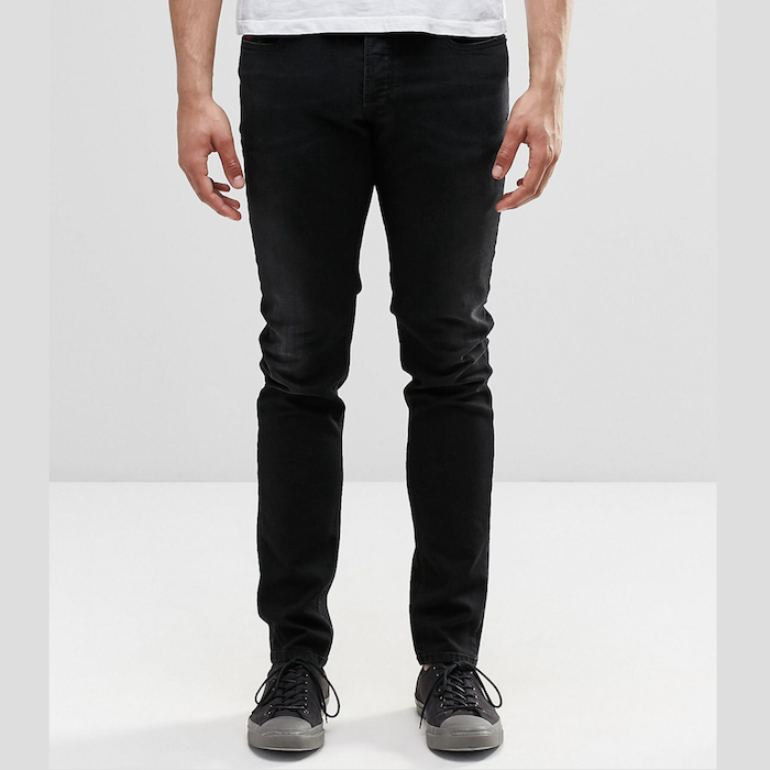 Diesel Sleenker Skinny Jeans 674S Washed Distressed Black