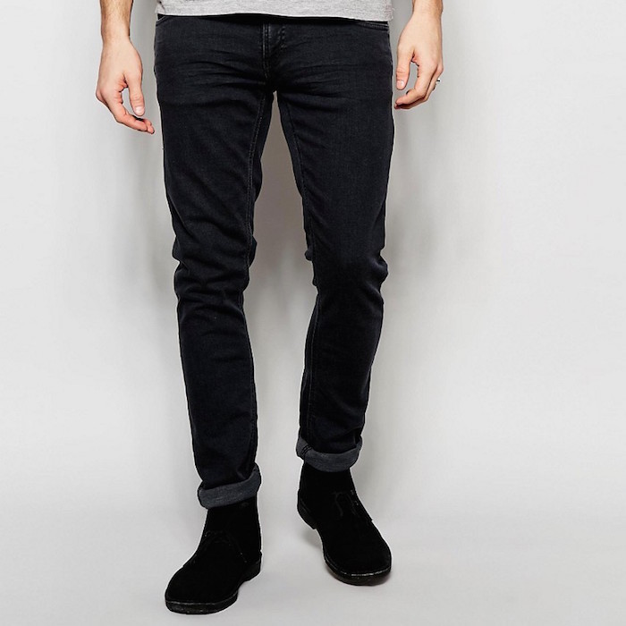 Nudie Jeans Long John Skinny Fit Grey On Grey Black Wash