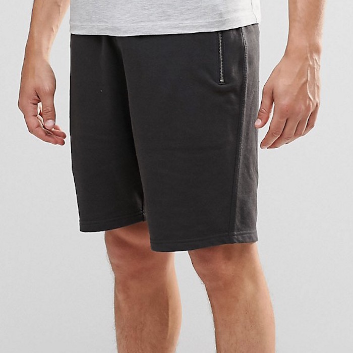 ASOS Jersey Shorts With Zips In Washed Black