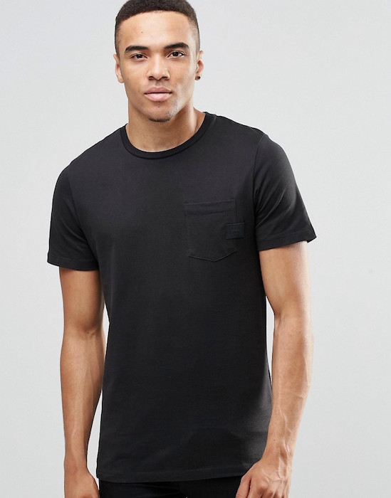 ASOS Longline T-Shirt With Grown On Sleeve In Black | Blingby