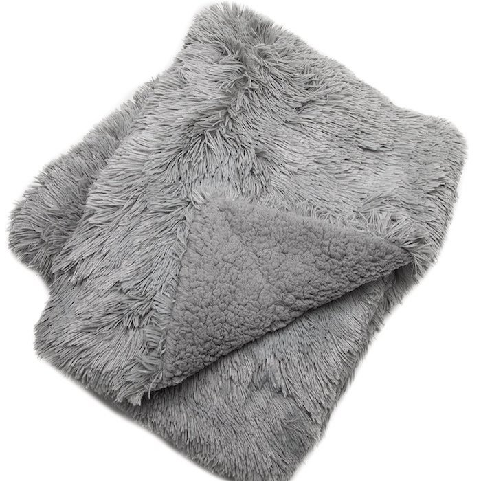 Gray Throw Blanket - Solid Shaggy Silver Gray