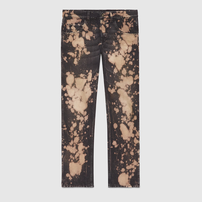 Bleached denim tapered pant