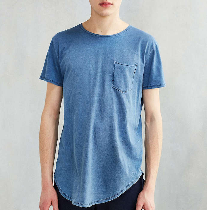 Feathers Indigo Curved Hem Tee