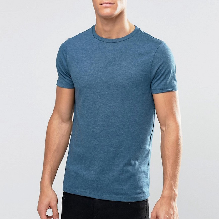 ASOS T-Shirt With Crew Neck In Blue Marl