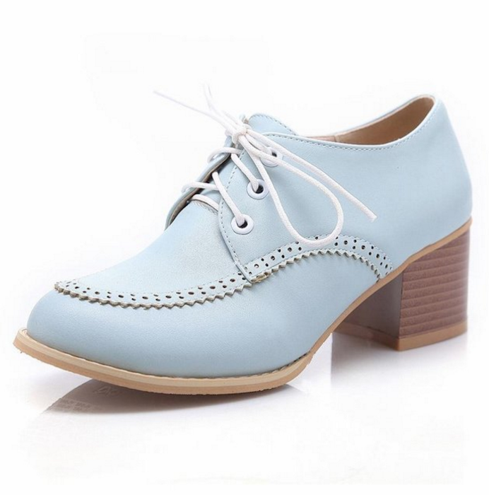 Latasa Women's Chic Mid-heel Lace-up Oxford Shoes