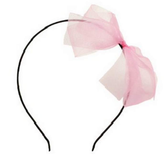Flower Pink Wedding Large Organza Bow Headband 