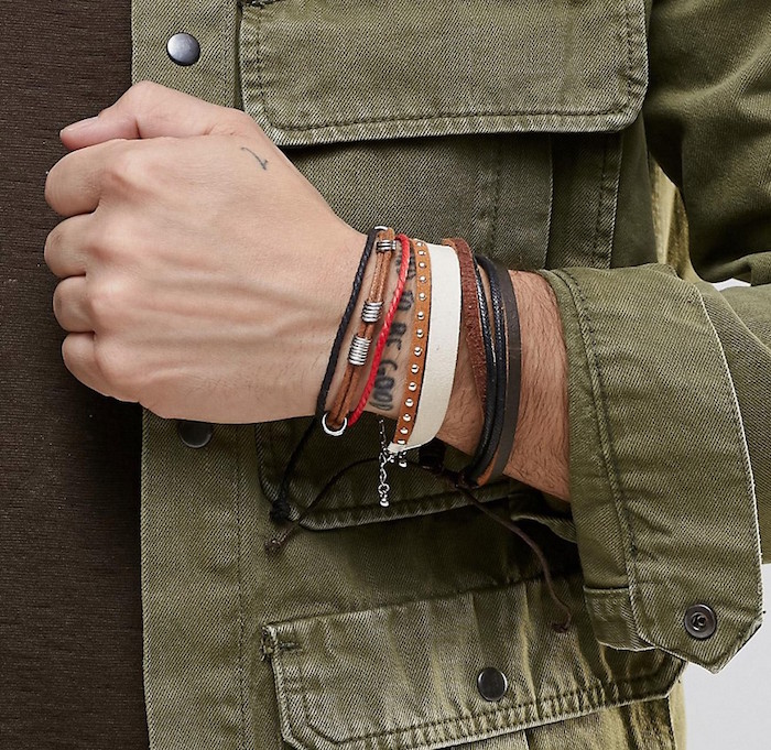 ASOS Faux Leather And Cord Bracelet Pack In Brown