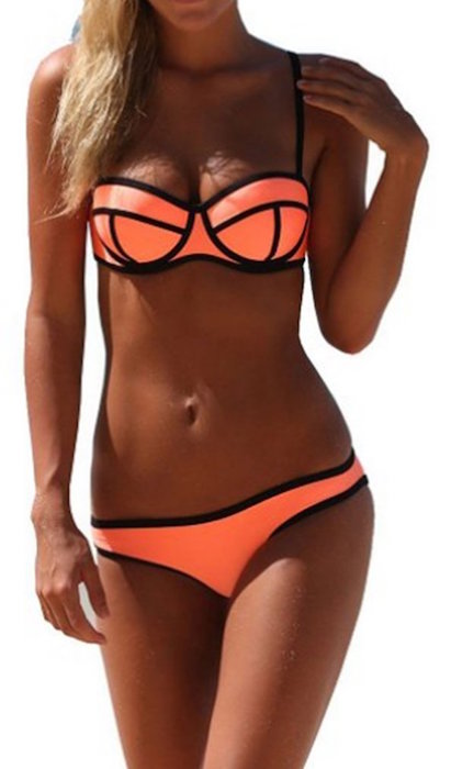 HEROSKY Push up Neoprene Swimsuit Bright Bling Bikini Set Swimwear