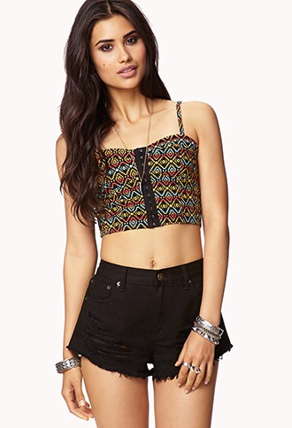 Cropped Tribal Print Bustier