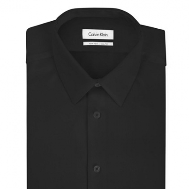 Calvin Klein Men's Black Solid Dress Shirt