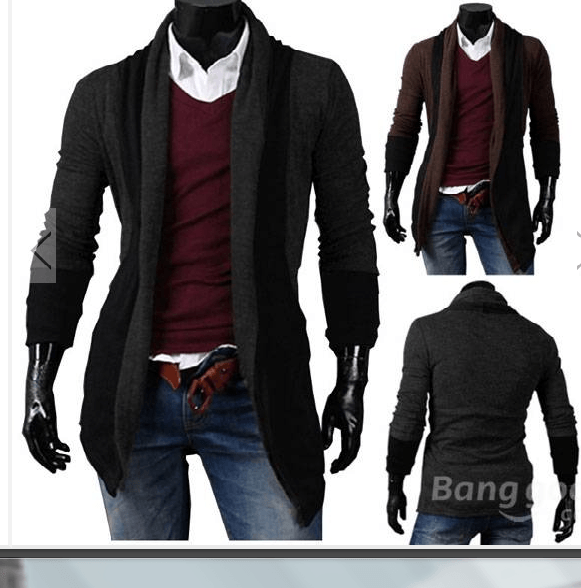 Mens Long Tails No Buckle Design Leisure Sweater Cardigan