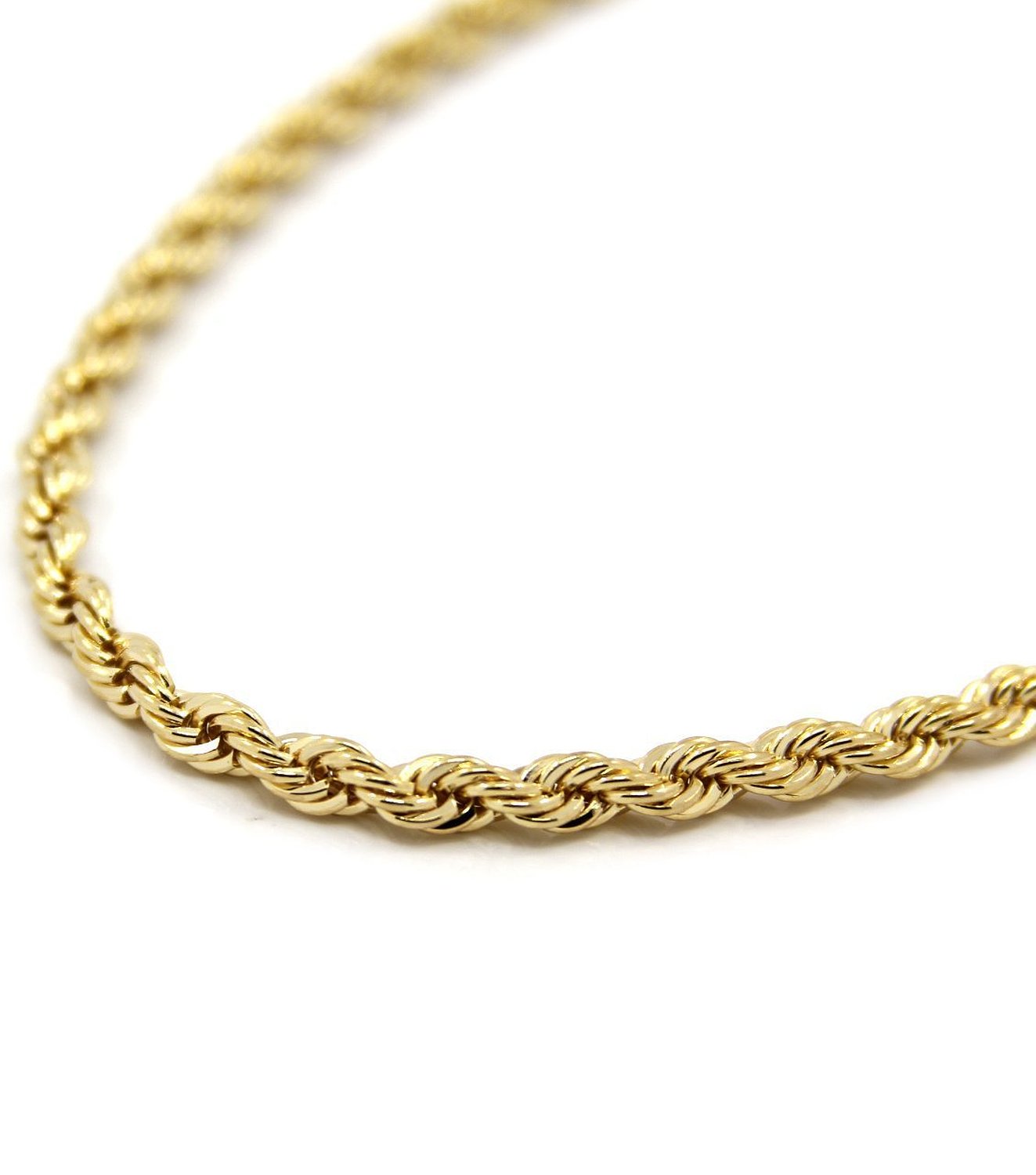 Mens 14K Yellow Gold Filled 5mm Rope Chain Necklace