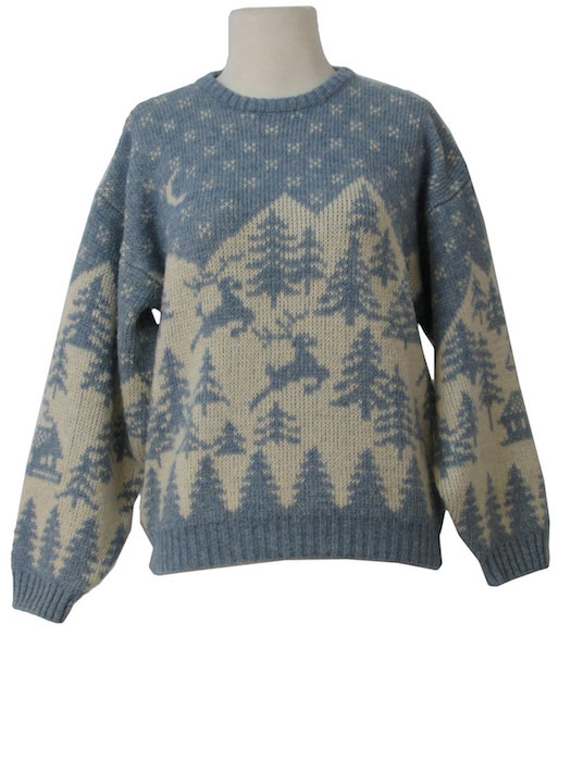 1980's Northern Isles Womens Vintage Reindeer Christmas Ski Sweater 