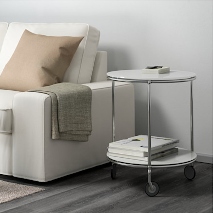 STRIND Side table, white, nickel plated