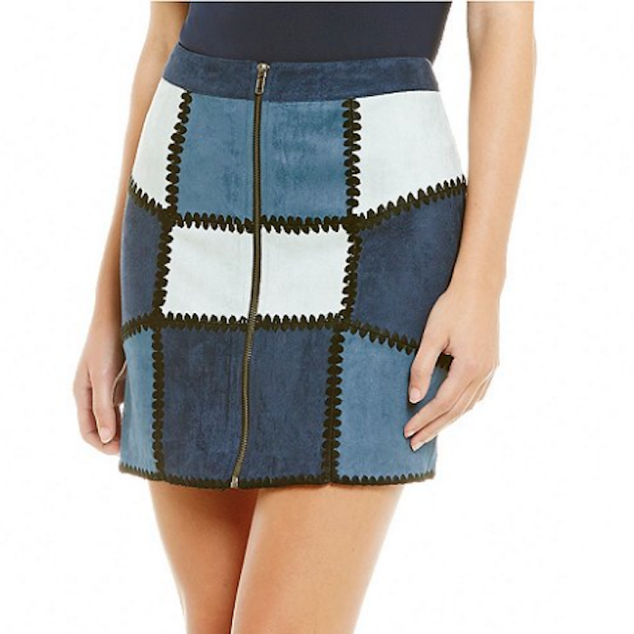 Sugarlips Color Block Suede Mini Skirt