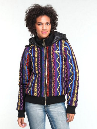 COOGI sweater puffer jacket w/rib collar waist and cuff $195