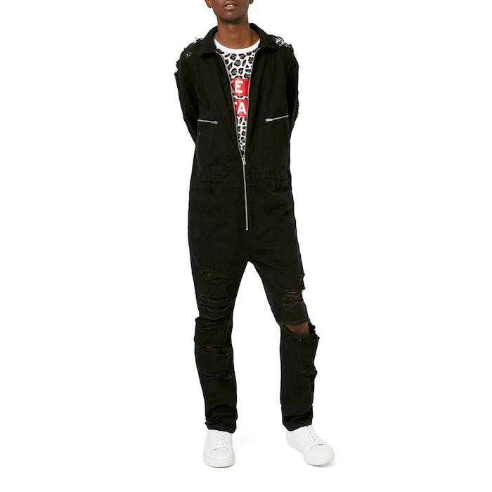 Topman AAA Collection Ripped Twill Coveralls