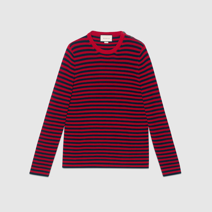 Striped cotton crew neck sweater
