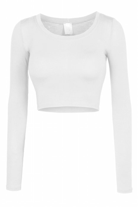 LE3NO Womens Fitted Long Sleeve Crop Top with Stretch
