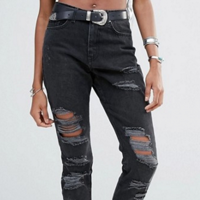 Missguided Riot High Rise Rip Mom Jeans