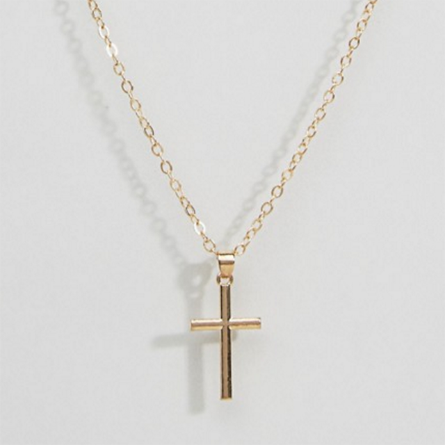 Reclaimed Vintage Mini Cross Pendant Necklace In Gold