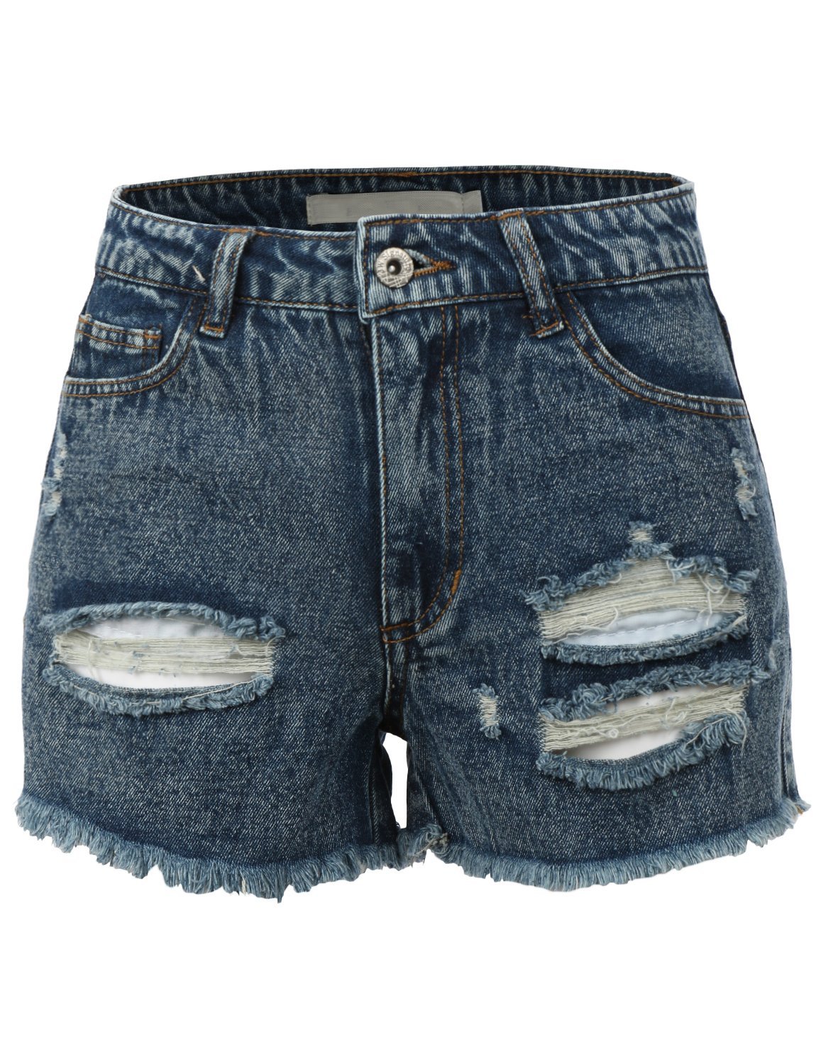 RubyK Womens Casual High Waisted Distressed Destroyed Cut Off Denim Shorts