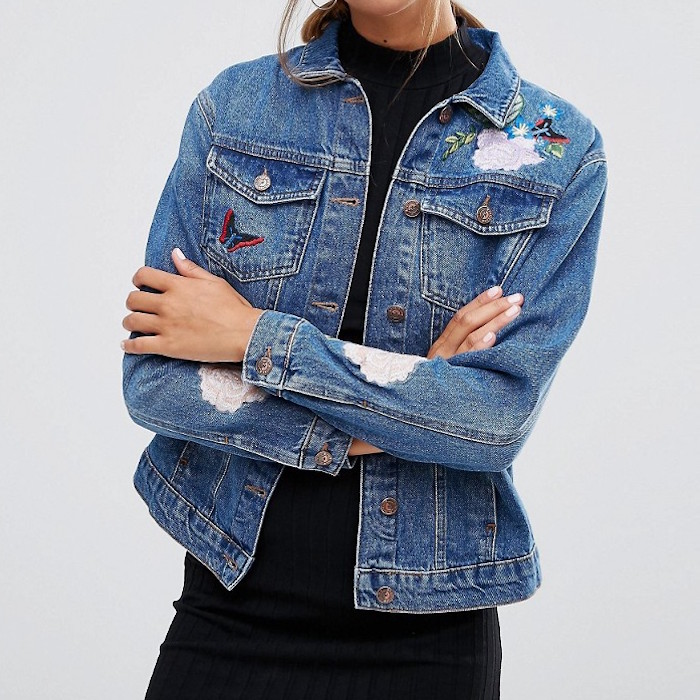 New Look Souvenir Denim Jacket With Embroidery