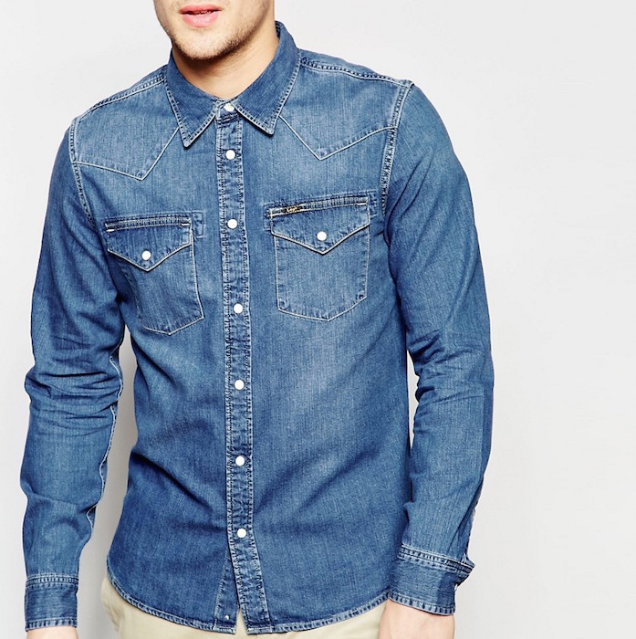 ASOS Denim Shirt in Western Styling with Long Sleeves