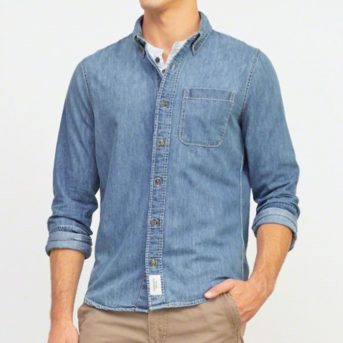 Abercrombie & Fitch Denim Shirt In Muscle Slim Fit | Blingby