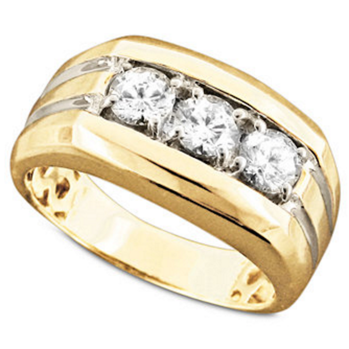 Men's 14k Gold Ring, Diamond Three Stone (1 ct. t.w.)